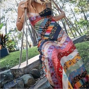 FREE PEOPLE FIONA Mixed Print Maxi Slip Dress